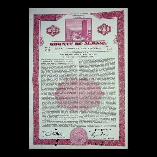 County of Albany Bond from 1965