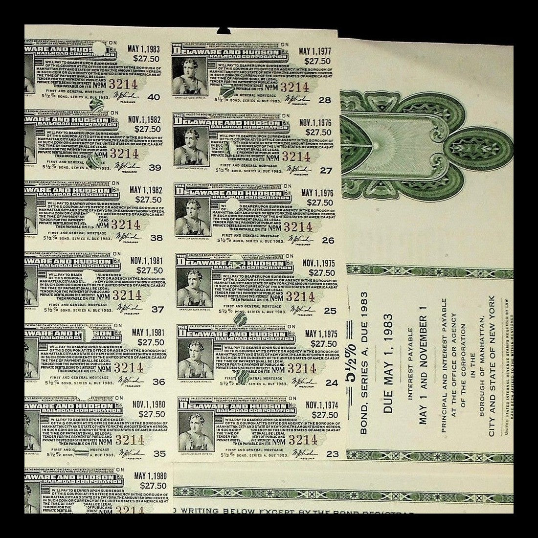 Delaware and Hudson Railroad Corporation Bond from 1963