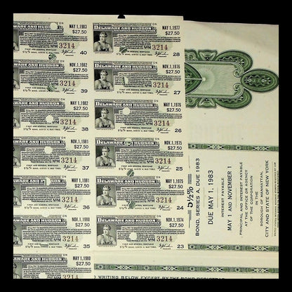 Delaware and Hudson Railroad Corporation Bond from 1963