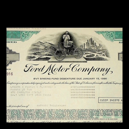 Ford Motor Company Bond from 1990