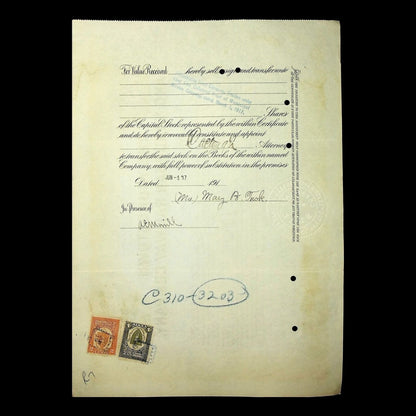 Youngstown and Suburban Railway Company Stock Certificate from 1915