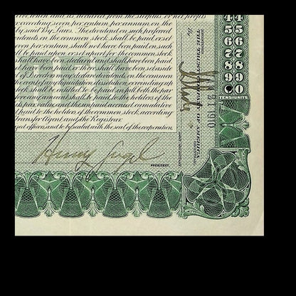 Siegel Stores Corporation Stock Certificate from 1910 signed by Henry Siegel