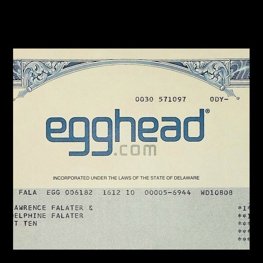 Egghead.com Stock Certificate from 2001