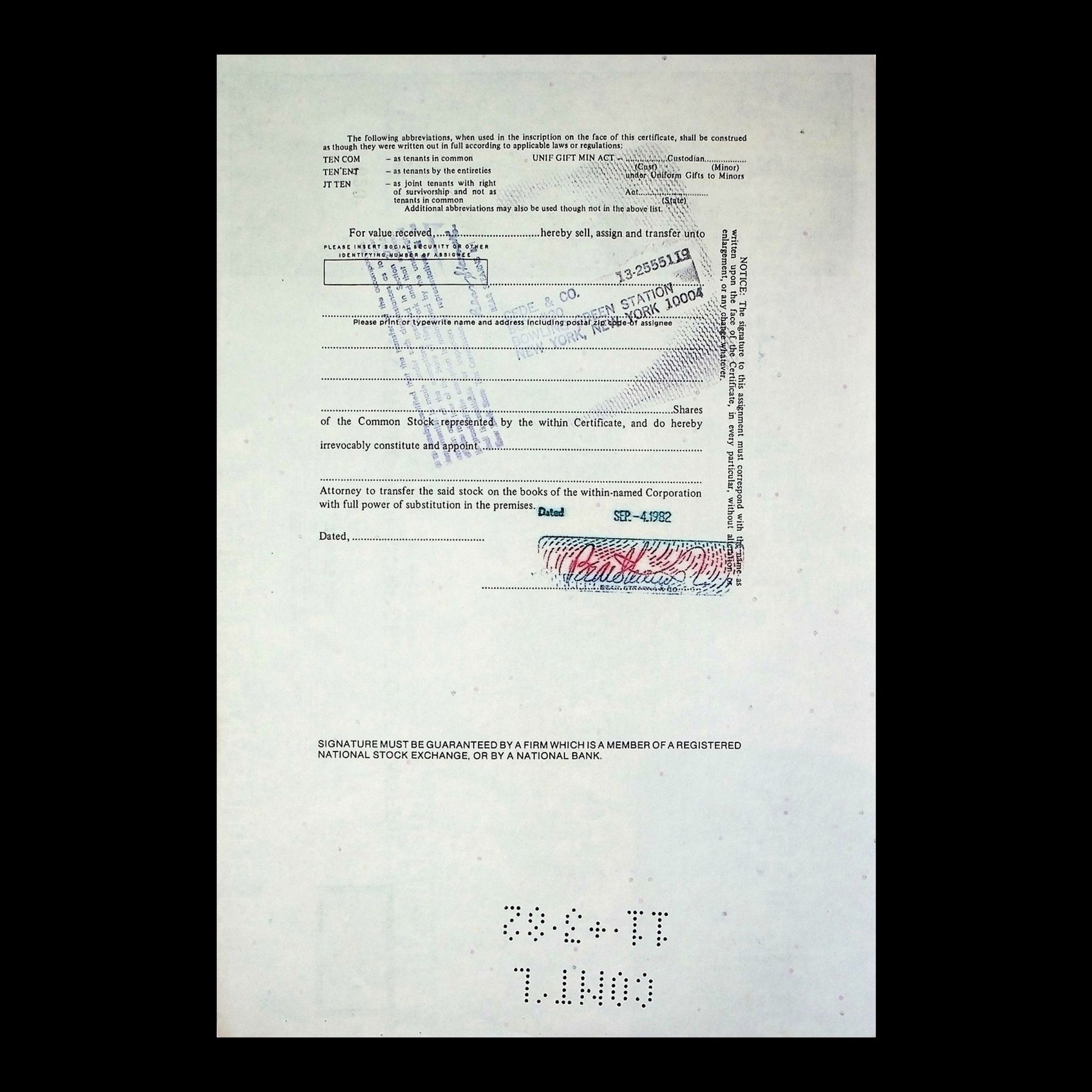 Electronic Mail Corporation of America Stock Certificate from 1982