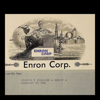 Enron Corp. Stock Certificate from 1990