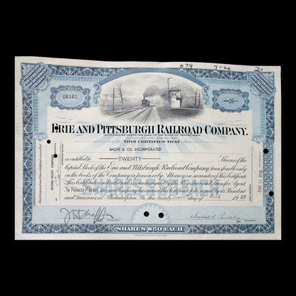 Erie and Pittsburgh Railroad Company Stock Certificate from 1969
