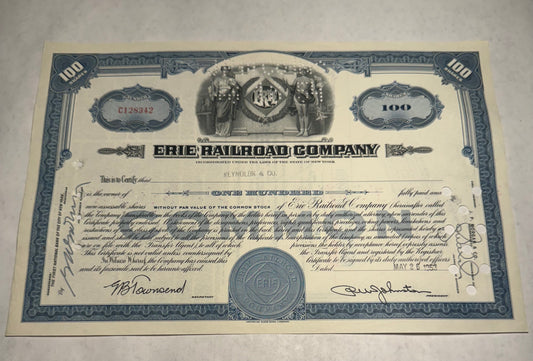 Erie Railroad Company Stock Certificate