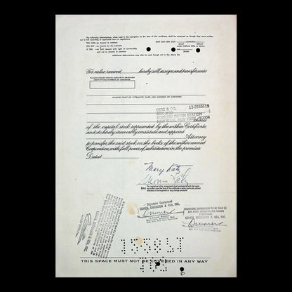 Esquire Inc. Stock Certificate from Mid-Century