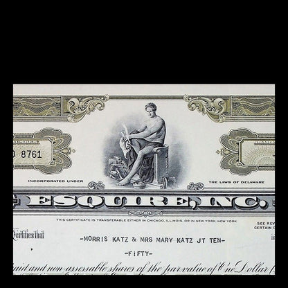 Esquire Inc. Stock Certificate from Mid-Century