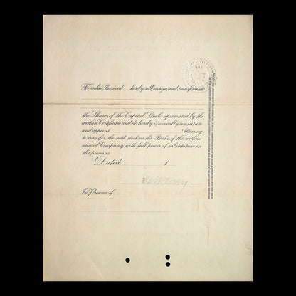 Forest City and Gettysburg Railroad Company Stock Certificate from 1900