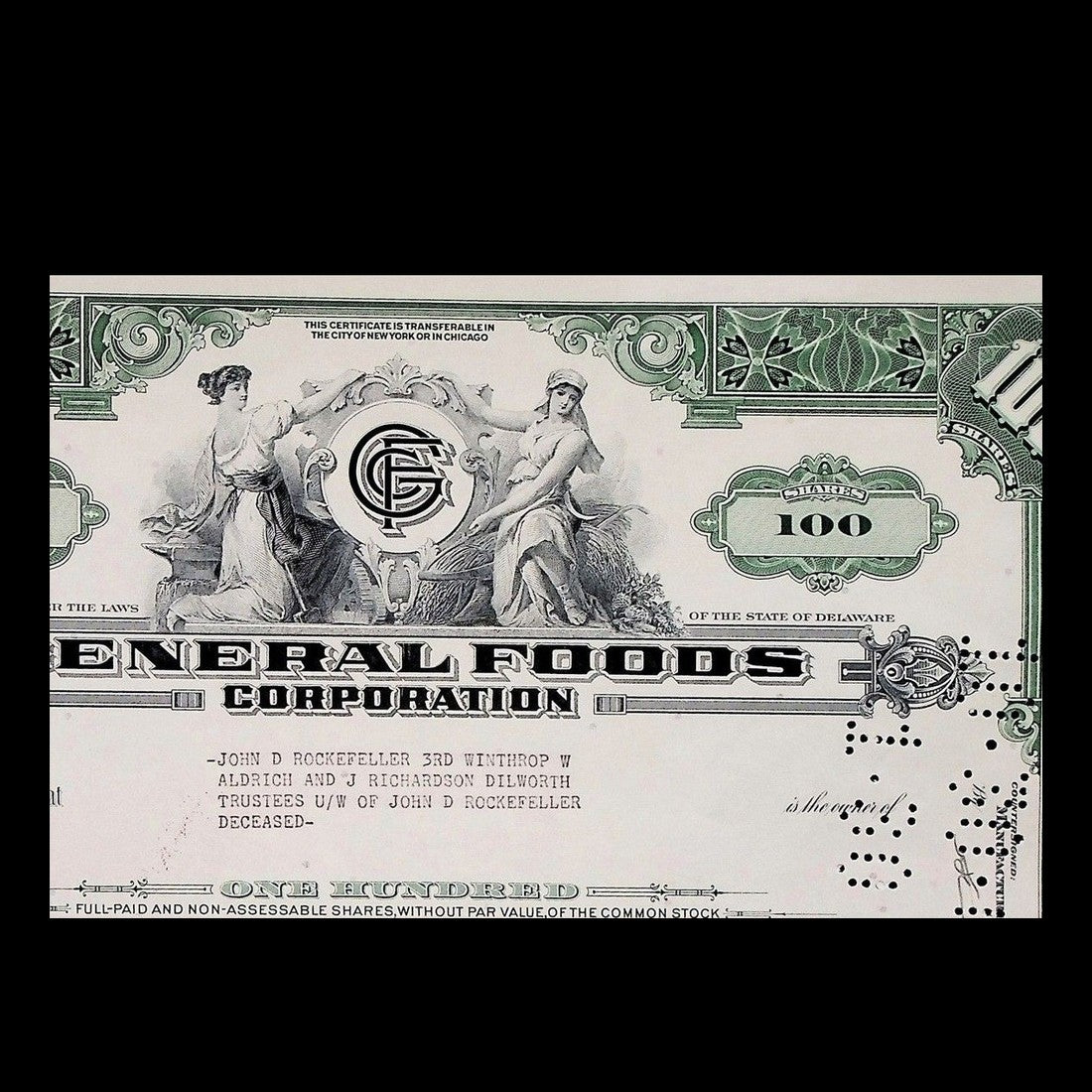 General Foods Corporation Stock Certificate from 1961