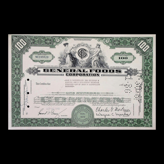General Foods Corporation Stock Certificate from 1961