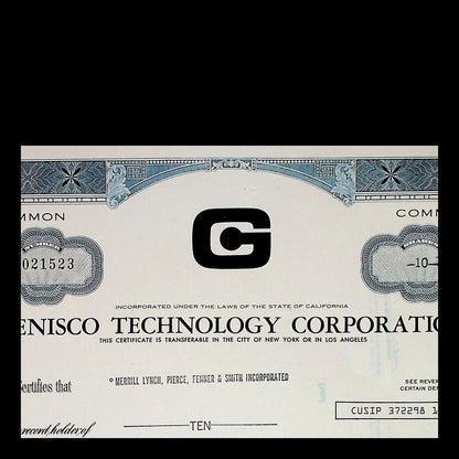 Genisco Technology Corporation Stock Certificate from 1971
