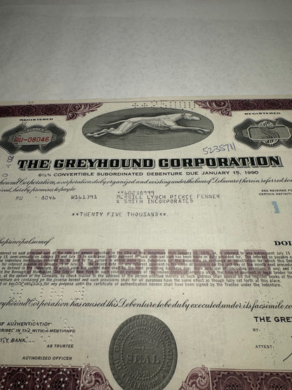 The Greyhound (Bus) Corporation Bond Certificate