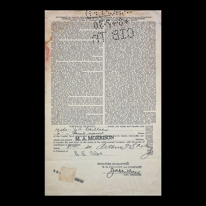 H. M. Byllesby and Company Stock Certificate from 1930