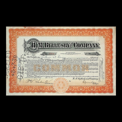 H. M. Byllesby and Company Stock Certificate from 1930