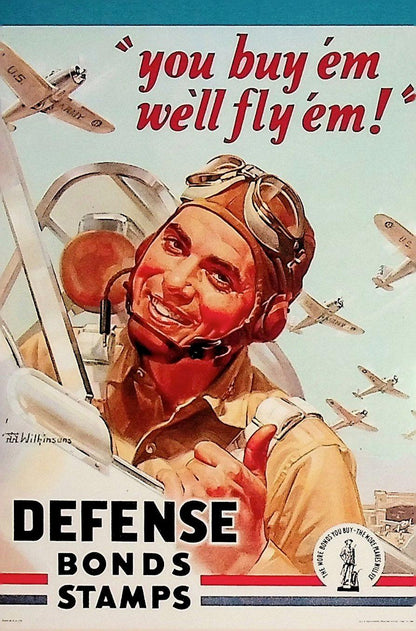 You Buy 'Em, We'll Fly 'Em! World War 2 Blank Postcard