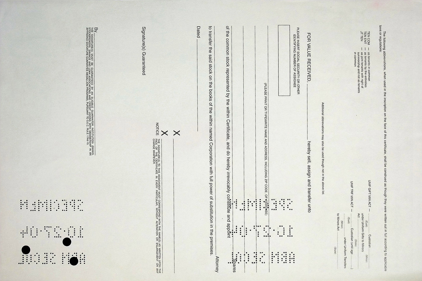 DreamWorks Animation - Specimen Stock Certificate (Colorful w/ Shrek!)