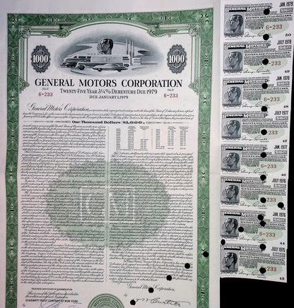 General Motors Corporation Bond Certificate from 1979