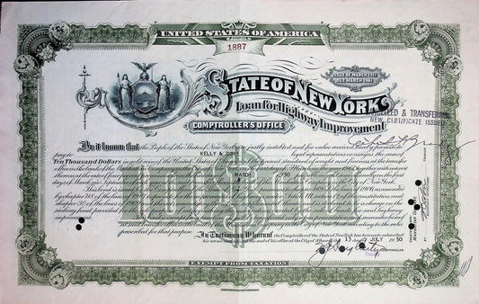 State of New York Loan for Highway Improvement Bond from 1940/50s