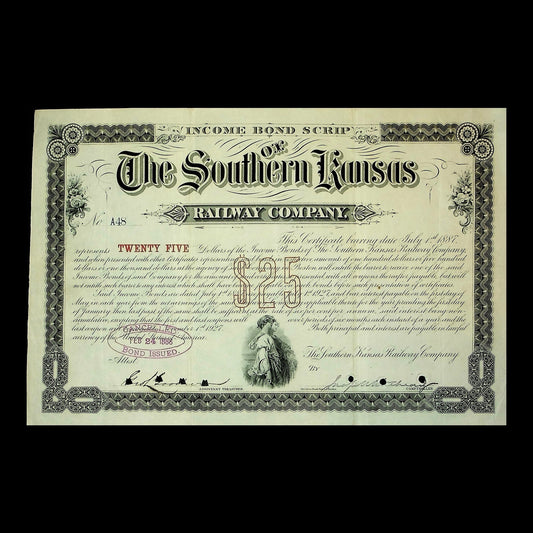The Southern Kansas Railway Company Income Bond Certificate 1888