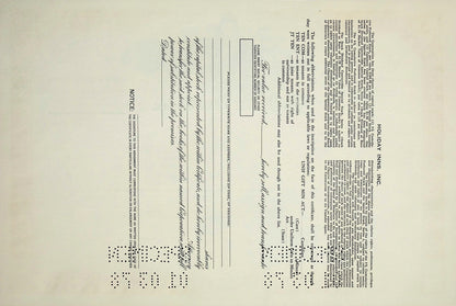 Holiday Inns, Inc 1978 Stock Certificate Specimen