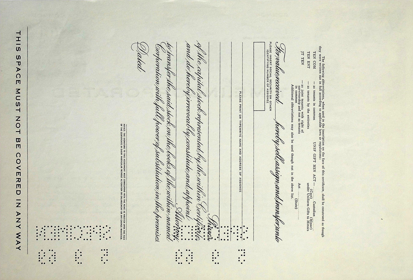 Time, Incorporated Stock Certificate Specimen from 1969