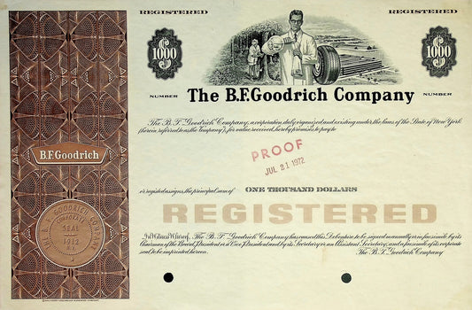 BF Goodrich Bond Certificate - Tire Company