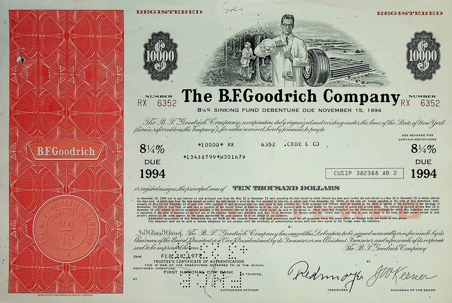 BF Goodrich Bond Certificate - Tire Company