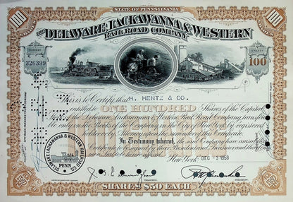 Delaware Lackawanna & Western Railroad Company Stock Certificate