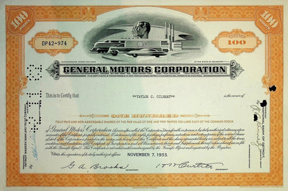 General Motors Stock Certificate (Multiple colors)