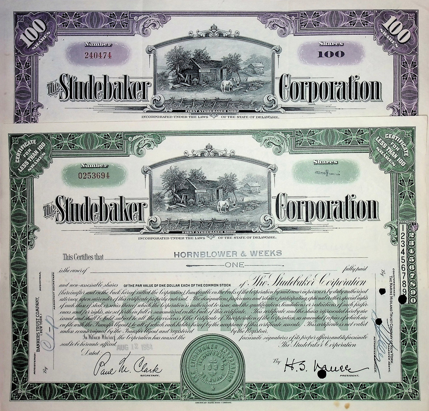 The Studebaker Corporation Stock Certificate