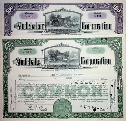 The Studebaker Corporation Stock Certificate