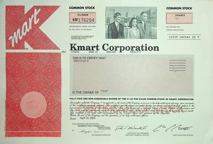 Kmart Corporation Stock Certificate