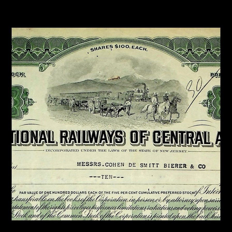 International Railways of Central America Stock Certificate from 1929