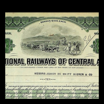 International Railways of Central America Stock Certificate from 1929