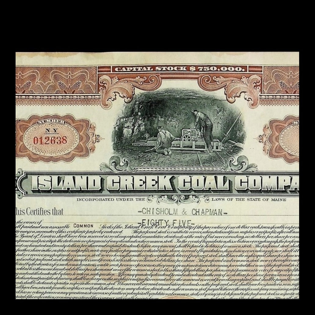 Island Creek Coal Company Stock Certificate