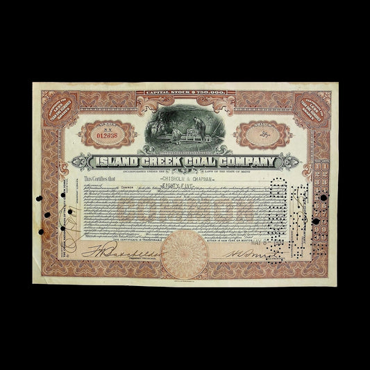 Island Creek Coal Company Stock Certificate