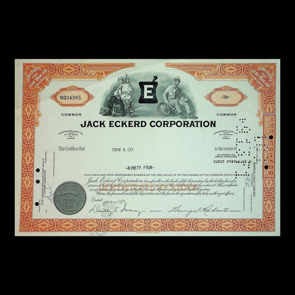 Jack Eckerd Corporation Stock Certificate from 1971
