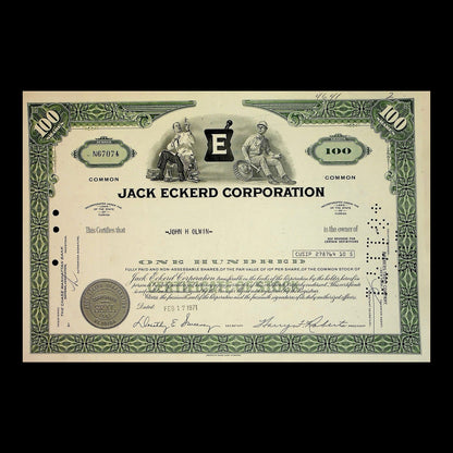 Jack Eckerd Corporation Stock Certificate from 1971