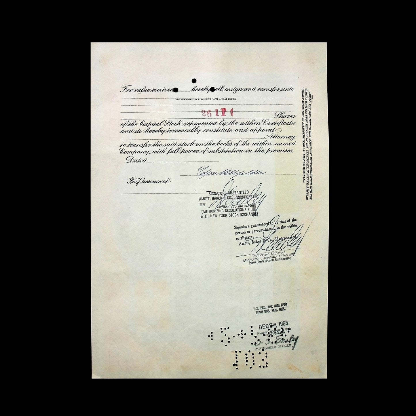 Lion Match Company Stock Certificate from 1953