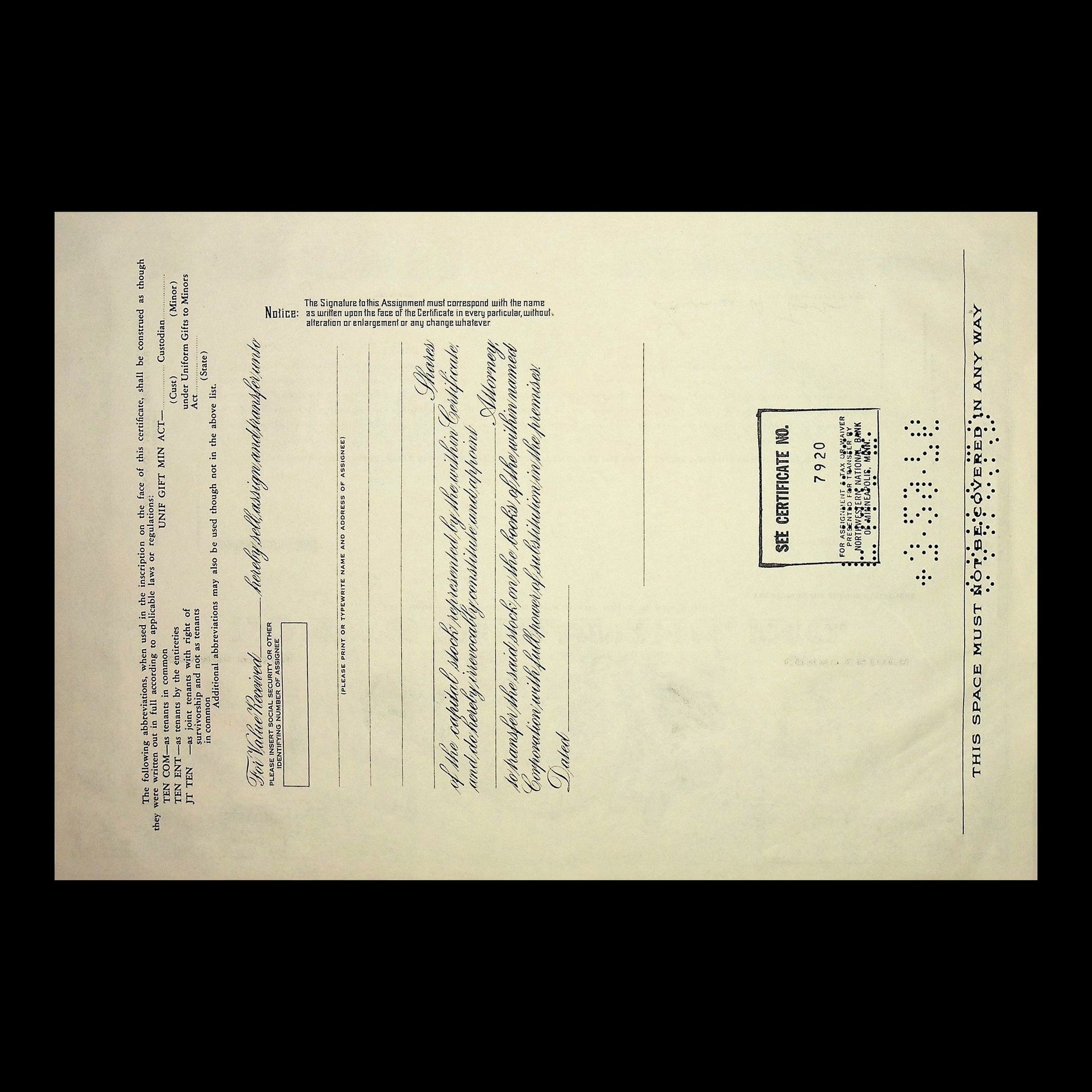 Loew's Theatres, Inc. Stock Certificate from 1969