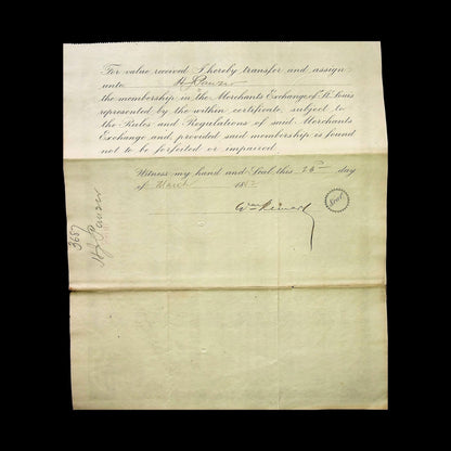 Merchants Exchange of St. Louis Membership Certificate from 1800s