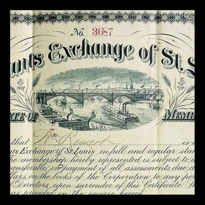 Merchants Exchange of St. Louis Membership Certificate from 1800s