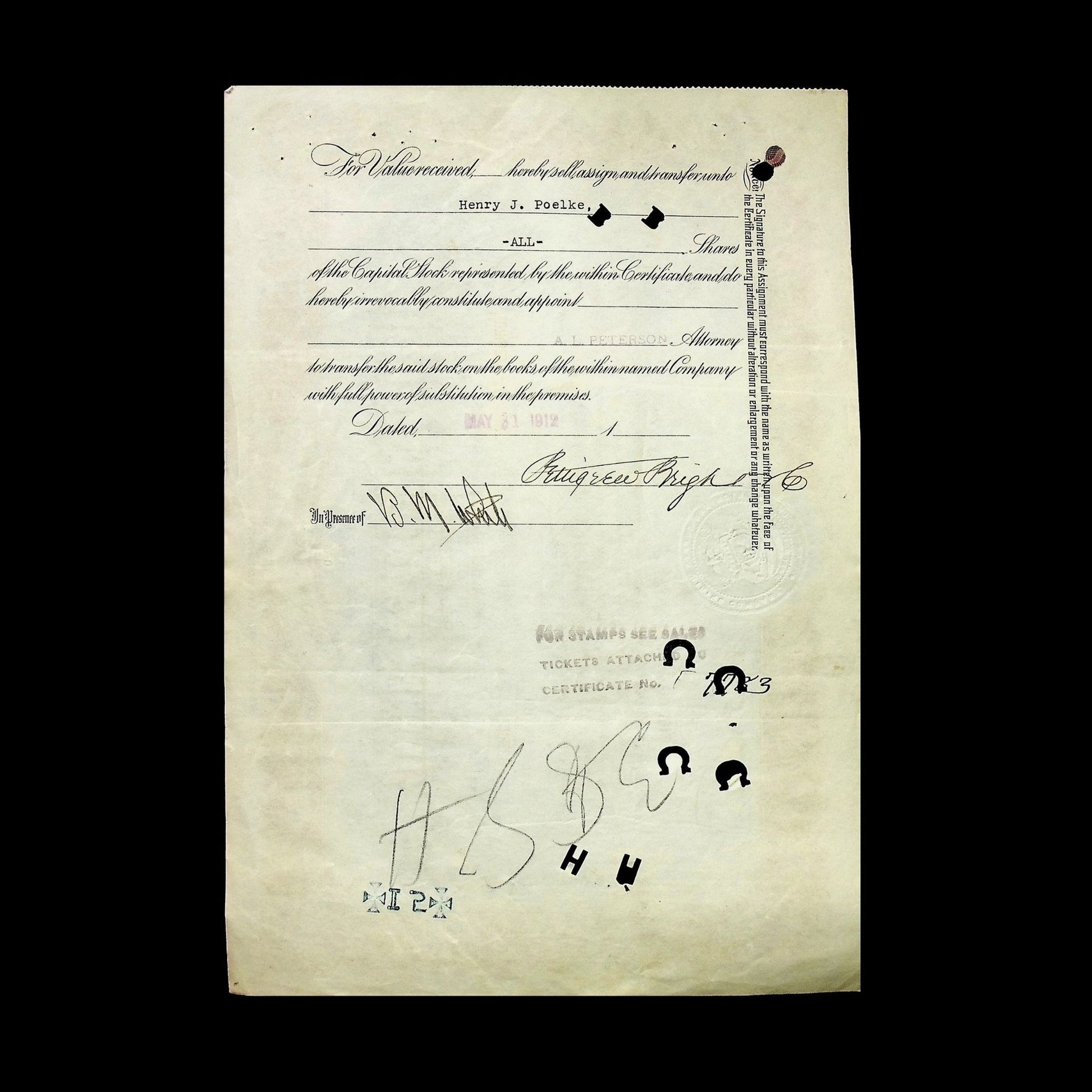 Michigan Copper Mining Company Stock Certificate
