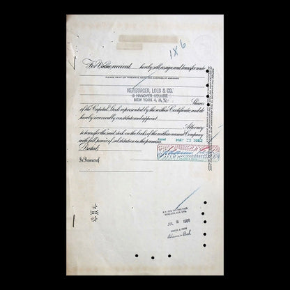 New York and Harlem Railroad Company Stock Certificate from 1962