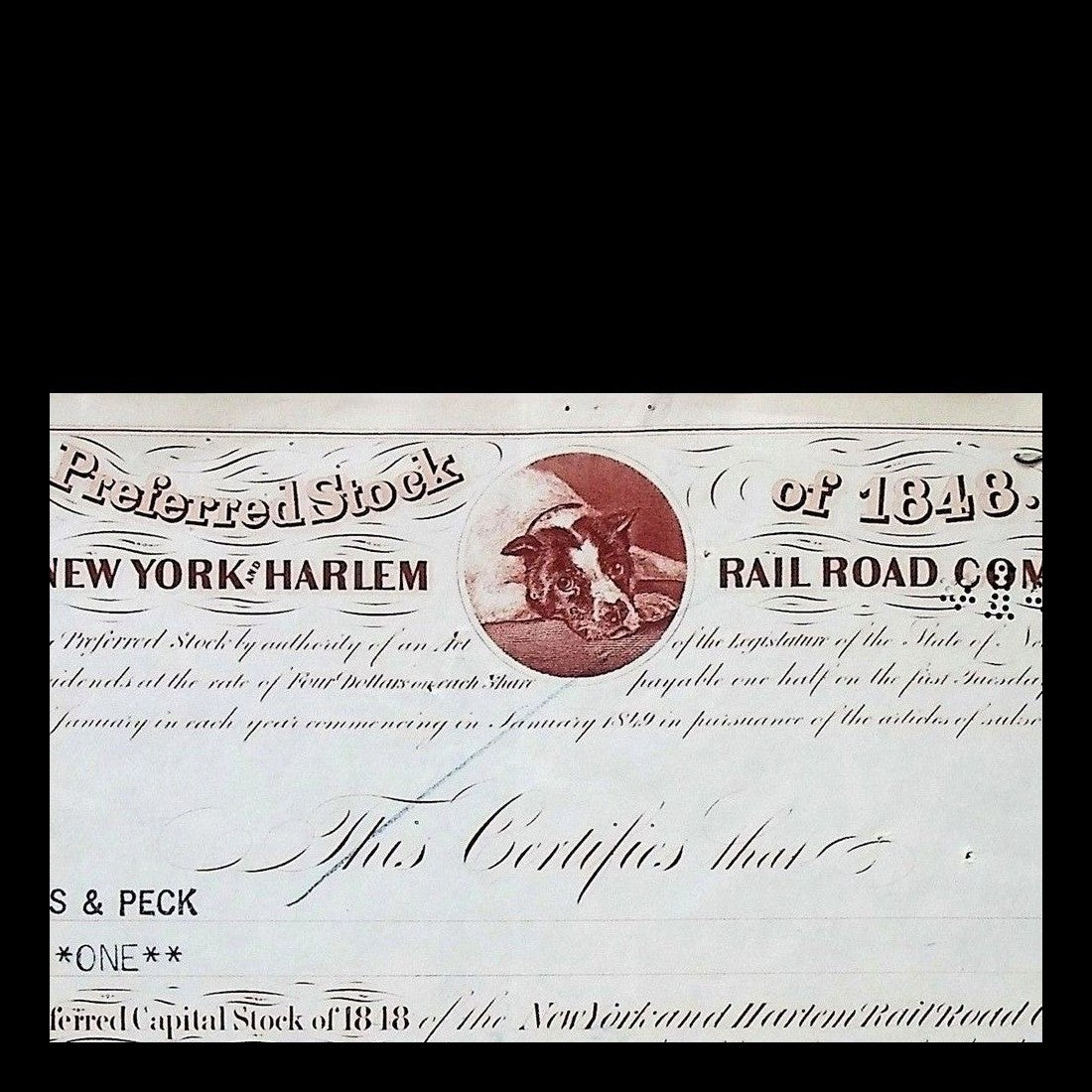 New York and Harlem Railroad Company Stock Certificate from 1962
