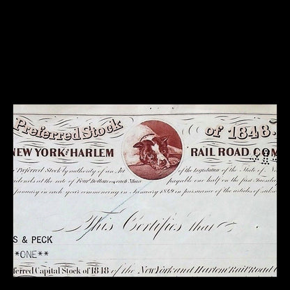 New York and Harlem Railroad Company Stock Certificate from 1962