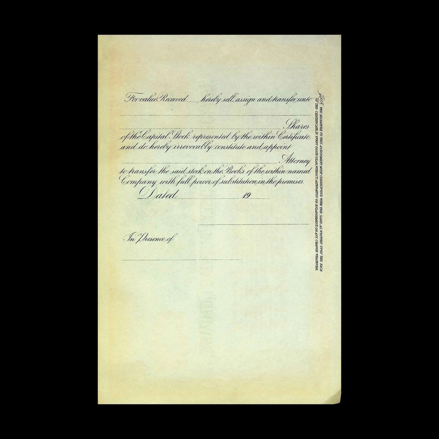 New York and Jersey Railroad Company Stock Certificate