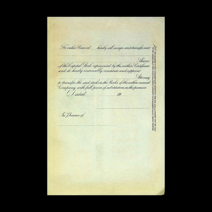 New York and Jersey Railroad Company Stock Certificate